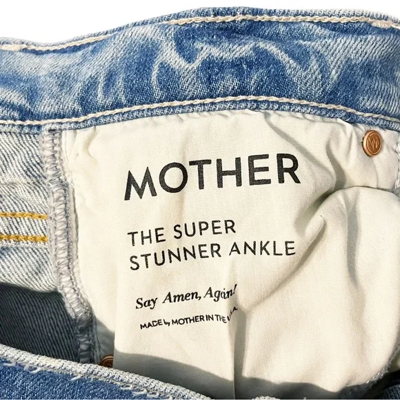 Mother Superior The Super Stunner Ankle Distressed Skinny Jeans Say Amen Again
